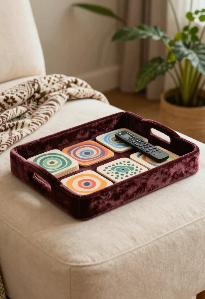 15 Ottoman Decor Living Room Tray Ideas for Functional Styling - 4. Layered Textures with Fabric 1