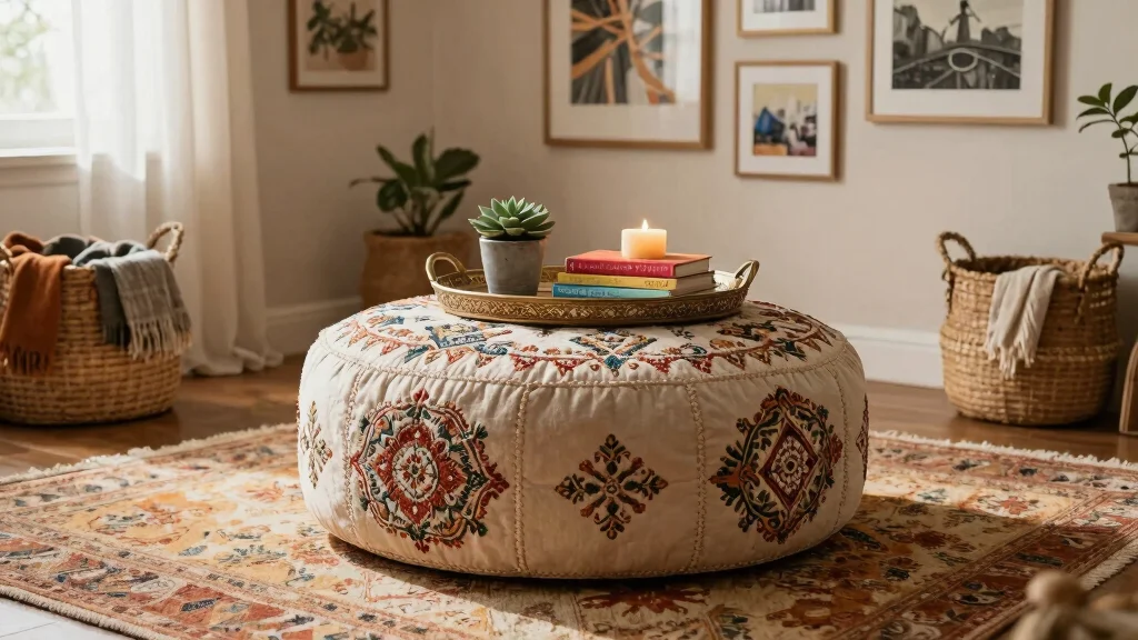 15 Ottoman Decor Living Room Tray Ideas for Functional Styling
