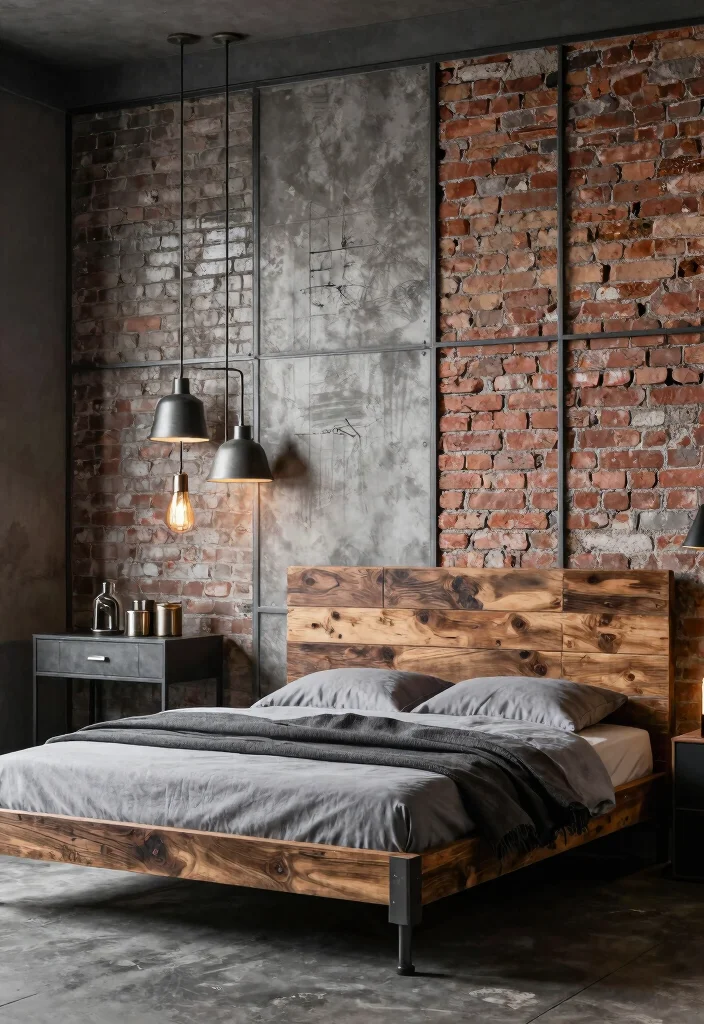 15 PVC Wall Panels Bedroom Ideas Modern Affordable Finish - 5. Industrial Chic Style 1