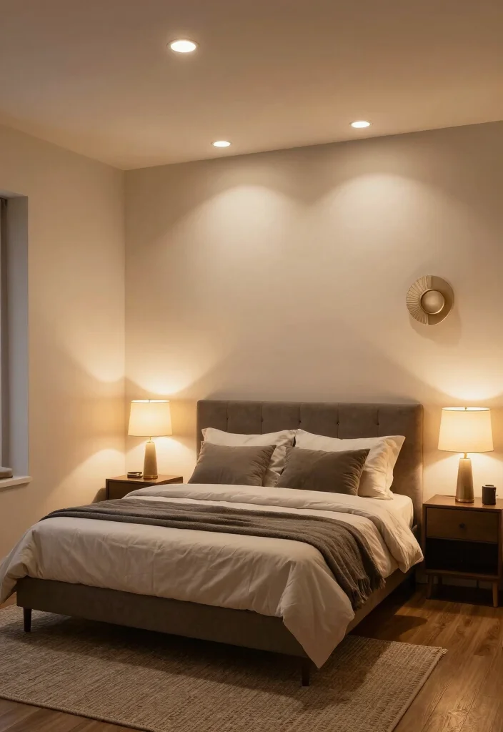 15 Small Room Layout Bedroom Ideas to Maximize Every Inch - 11. Layered Lighting 1