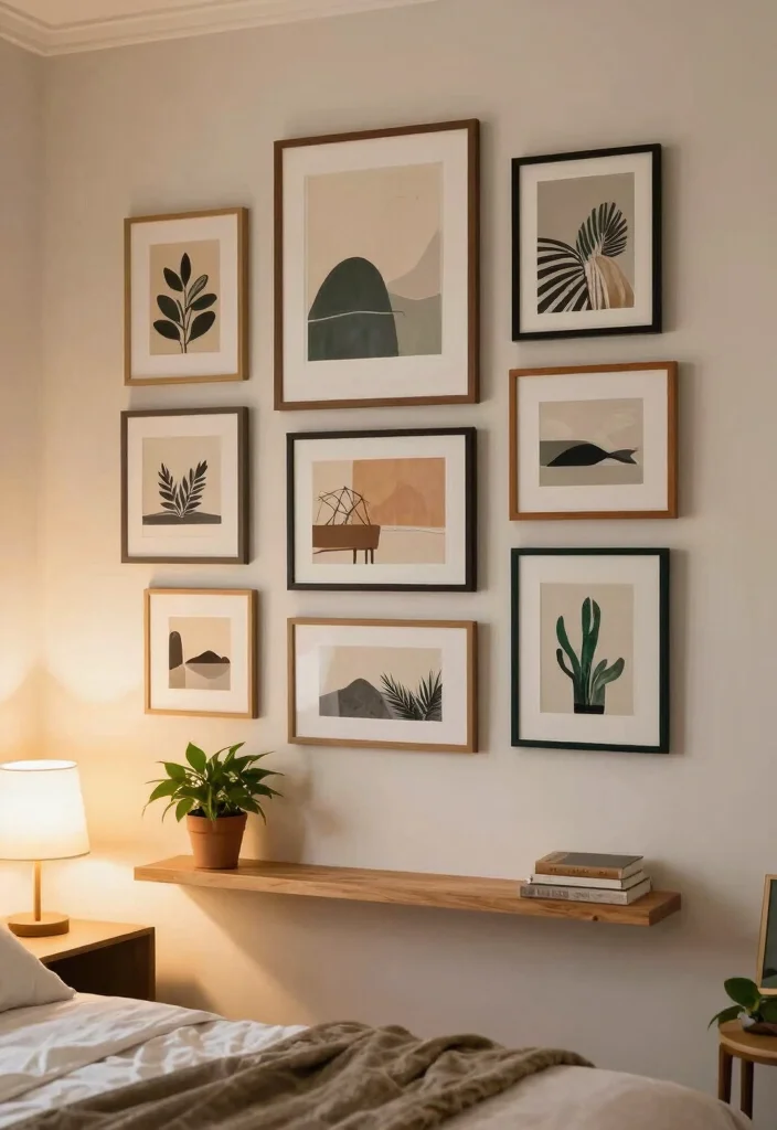 15 Small Room Layout Bedroom Ideas to Maximize Every Inch - 12. Charming Wall Art 1