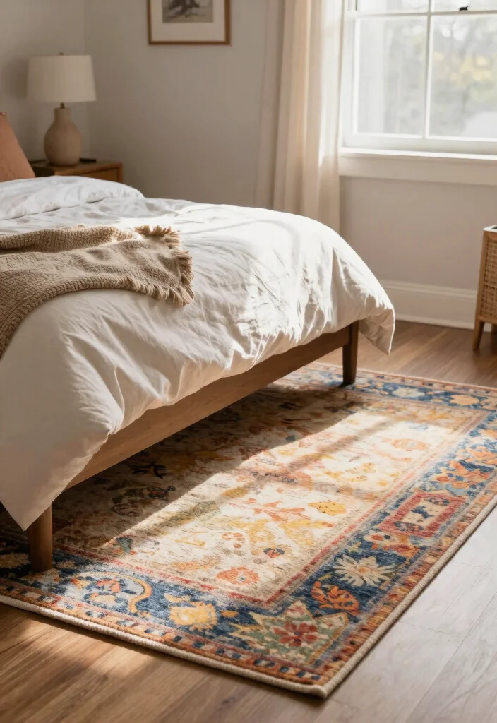 15 Small Room Layout Bedroom Ideas to Maximize Every Inch - 13. Colorful Rugs 1