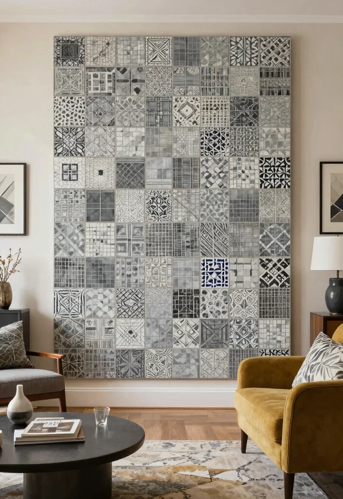15 Wall Panel Ideas Living Room Grey Modern Texture - 11. Mosaic Wall Panels 1