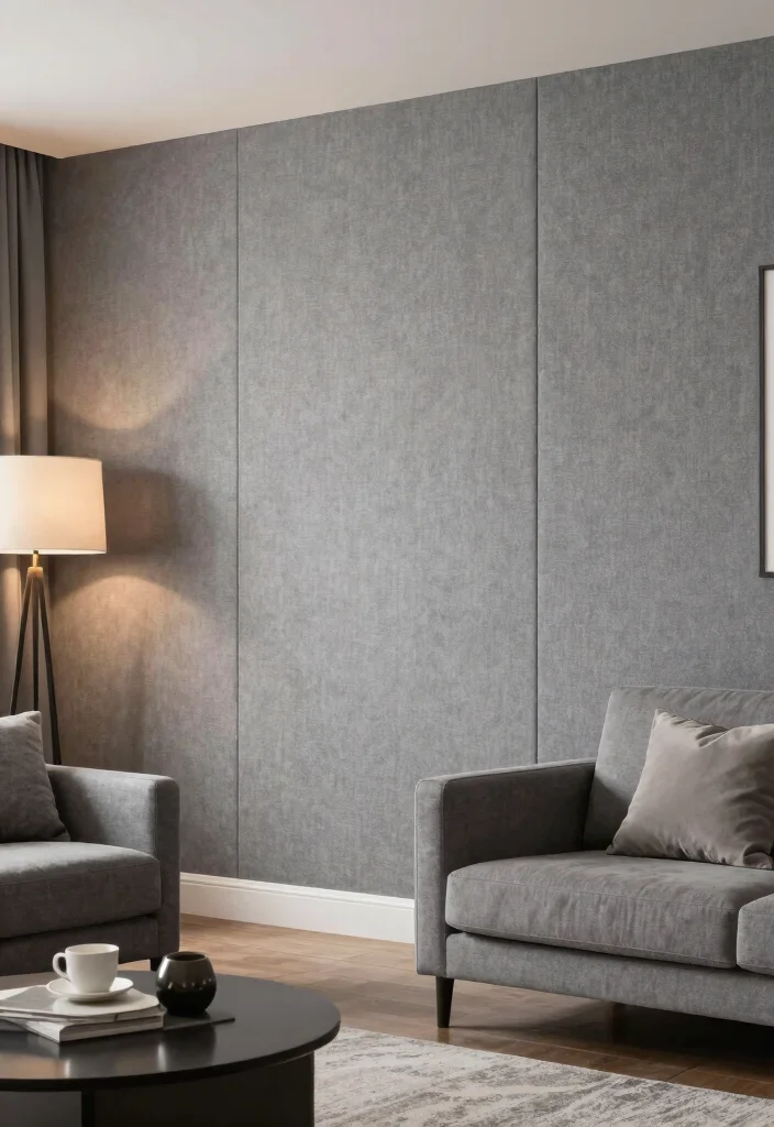 15 Wall Panel Ideas Living Room Grey Modern Texture - 14. Fabric Wall Panels 1