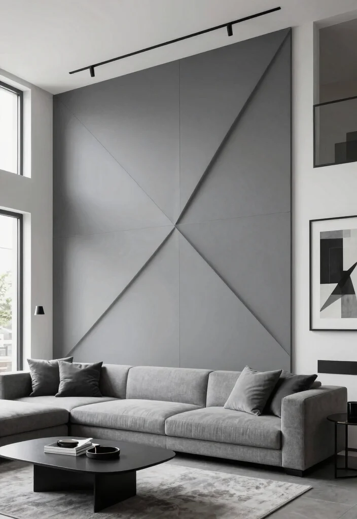 15 Wall Panel Ideas Living Room Grey Modern Texture - 2. Geometric Panels 1