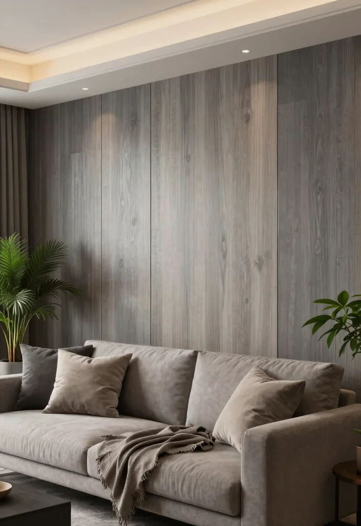 15 Wall Panel Ideas Living Room Grey Modern Texture - 3. Vertical Wood Grain Panels 1
