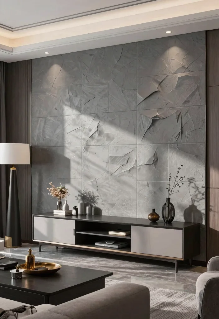 15 Wall Panel Ideas Living Room Grey Modern Texture - 4. 3D Wall Panels 1