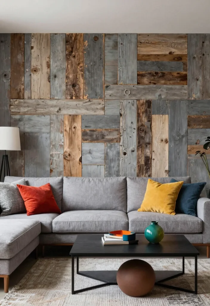 15 Wall Panel Ideas Living Room Grey Modern Texture - 9. Reclaimed Wood Panels 1