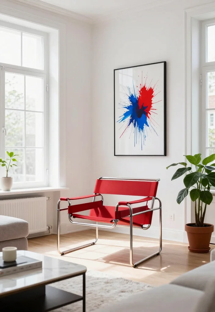 15 Wassily Chair Living Room Ideas: Iconic Modern Statement - 1. A Touch of Bold Colors 1