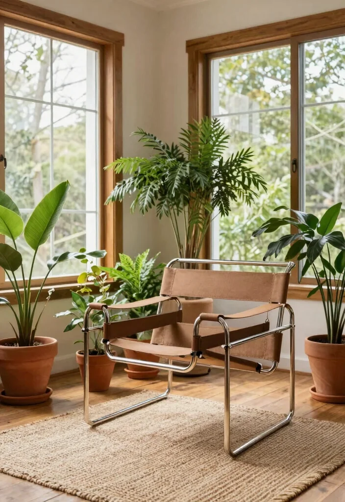 15 Wassily Chair Living Room Ideas: Iconic Modern Statement - 5. Nature-Inspired Feel 1
