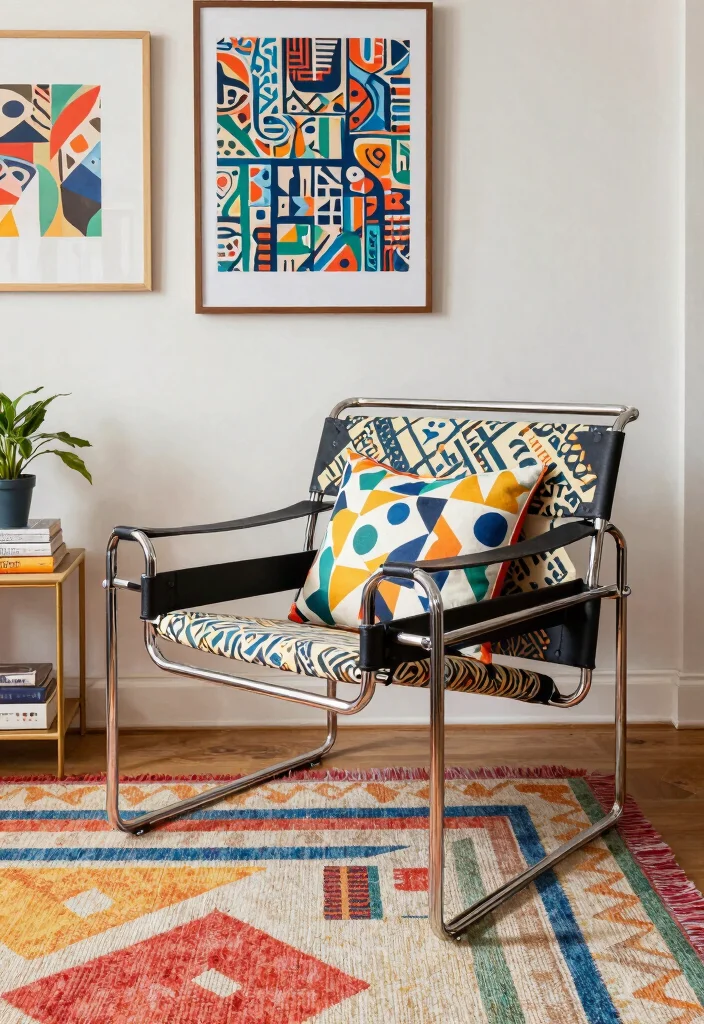 15 Wassily Chair Living Room Ideas: Iconic Modern Statement - 6. Playful Patterns 1