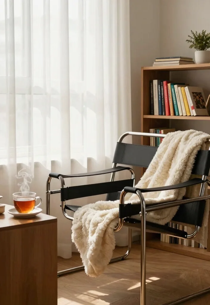 15 Wassily Chair Living Room Ideas: Iconic Modern Statement - 7. Cozy Reading Nook 1