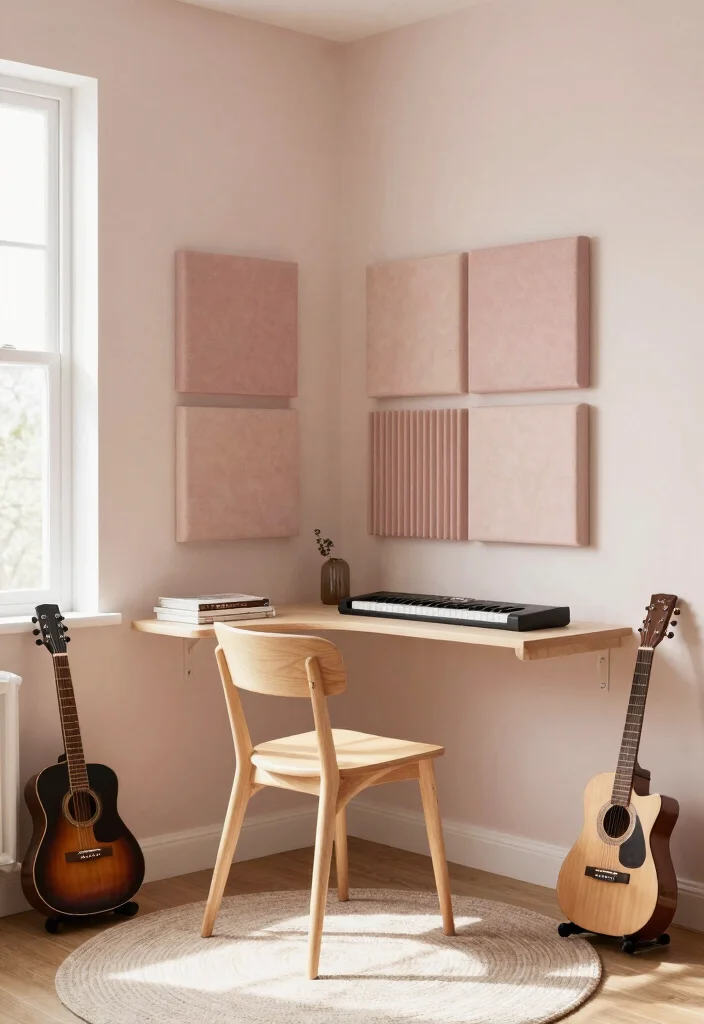 16 Bedroom Music Studio Ideas: Creative Sound-Friendly Spaces - 1. Minimalistic Acoustic Nook 1