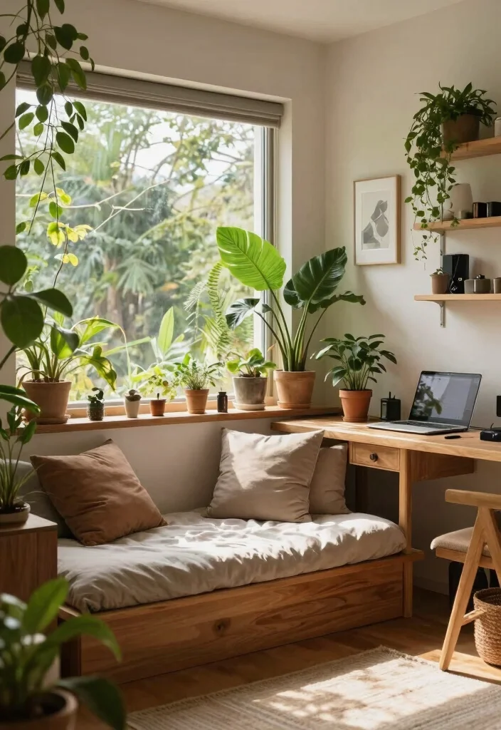 16 Bedroom Music Studio Ideas: Creative Sound-Friendly Spaces - 5. Nature-Inspired Retreat 1