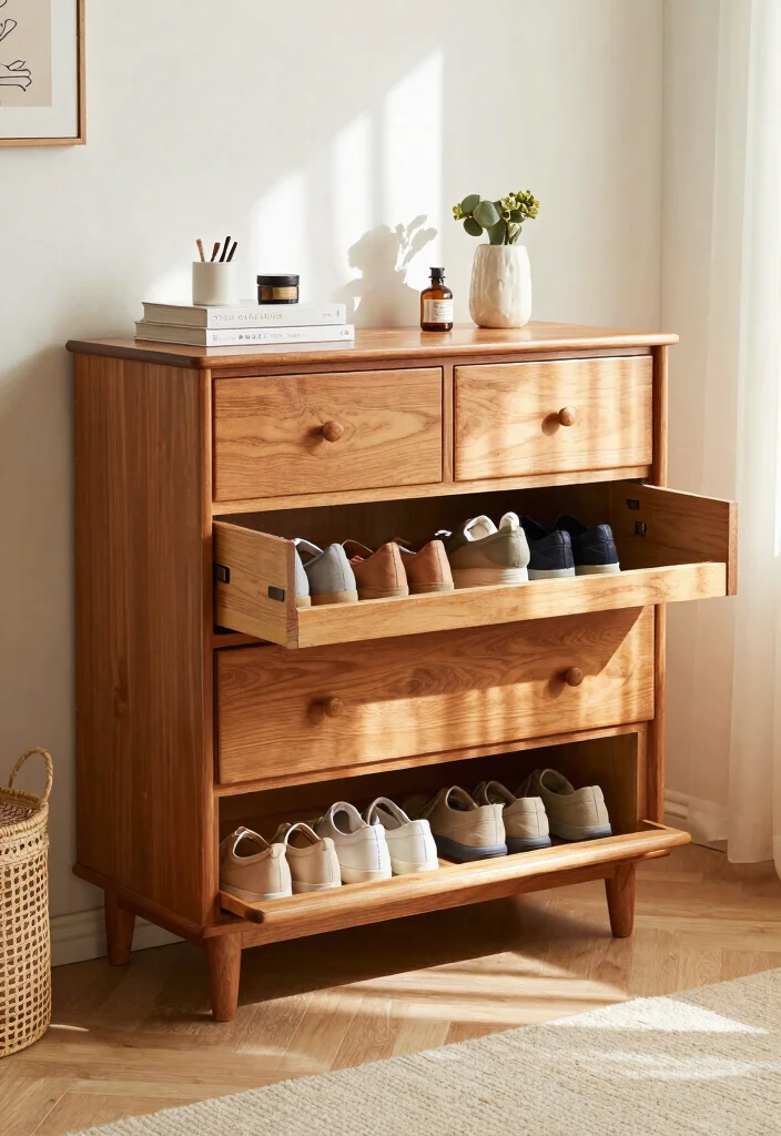 16 Bedroom Shoe Storage Ideas: Organized Stylish Solutions - 10. Repurposed Furniture 1