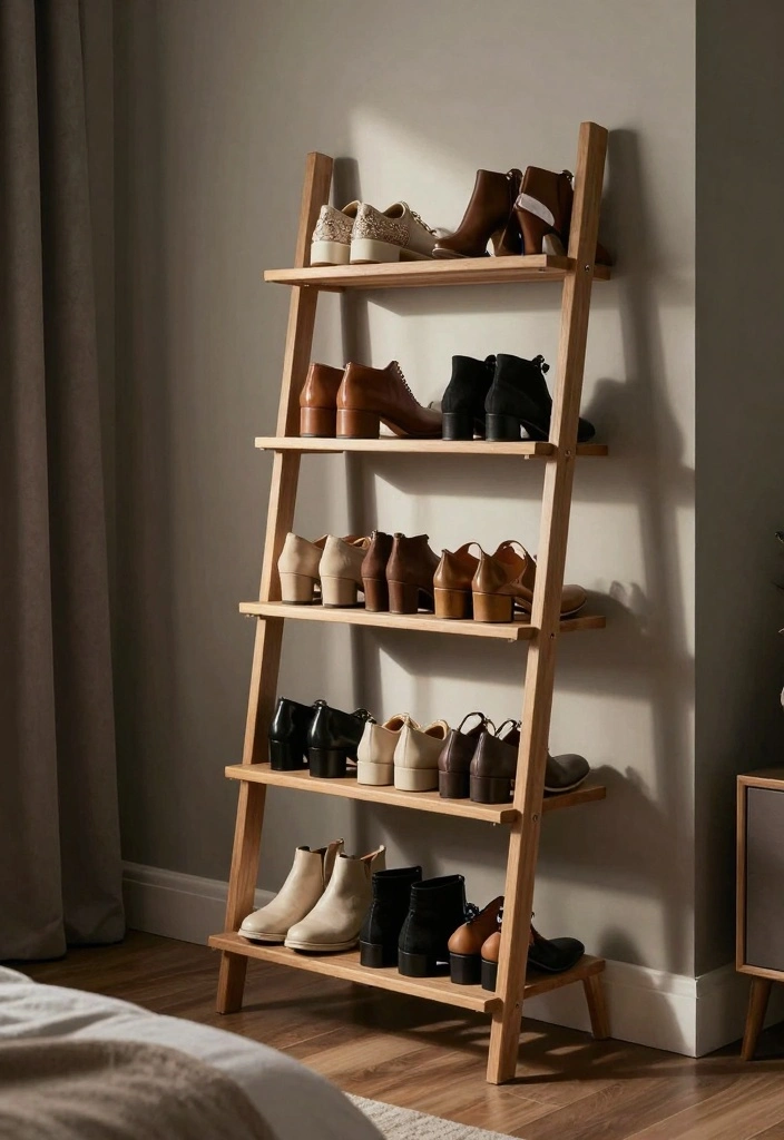 16 Bedroom Shoe Storage Ideas: Organized Stylish Solutions - 11. Chic Shoe Ladder 1