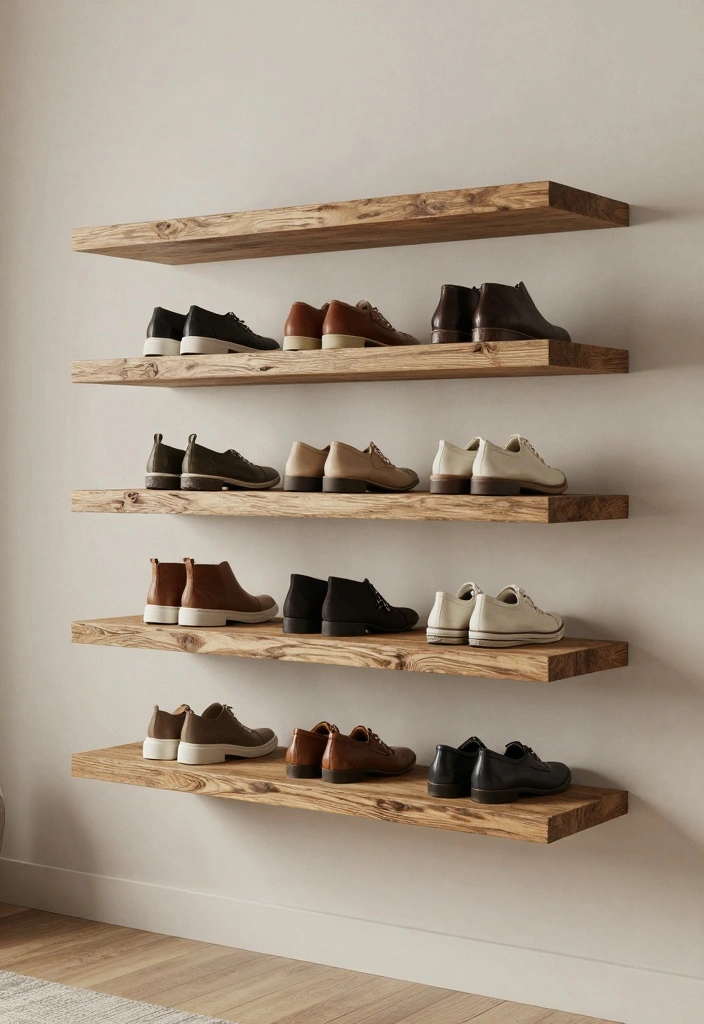 16 Bedroom Shoe Storage Ideas: Organized Stylish Solutions - 13. Floating Shoe Shelves 1