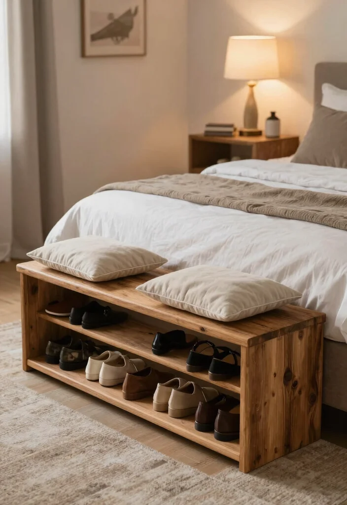 16 Bedroom Shoe Storage Ideas: Organized Stylish Solutions - 15. Shoe Storage Bench 1