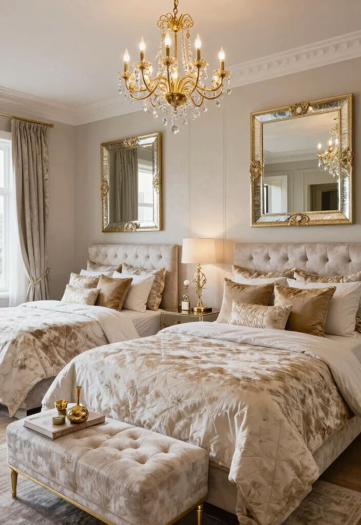 16 Bedroom for Two Sisters Ideas Shared Stylish Harmony - 13. Elegant Glam 1