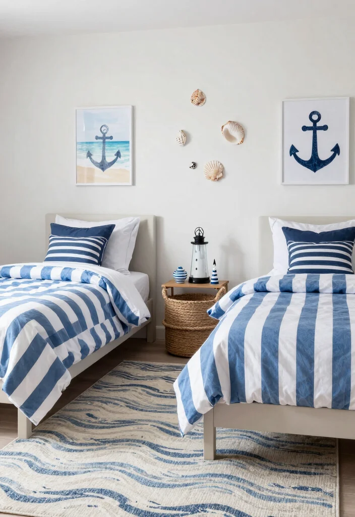 16 Bedroom for Two Sisters Ideas Shared Stylish Harmony - 3. Classic Nautical Vibes 1