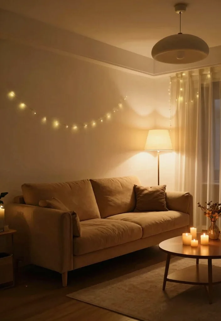 16 Camel Sofa Living Room Ideas: Warm Neutral Elegance - 3. Layered Lighting for Depth 1