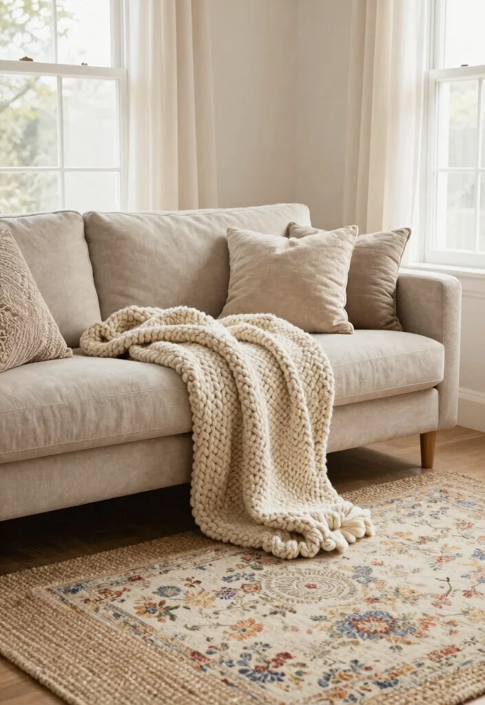 16 Country Living Room Decor Ideas Cozy Rustic Charm - 3. Soft Textiles and Layers 1