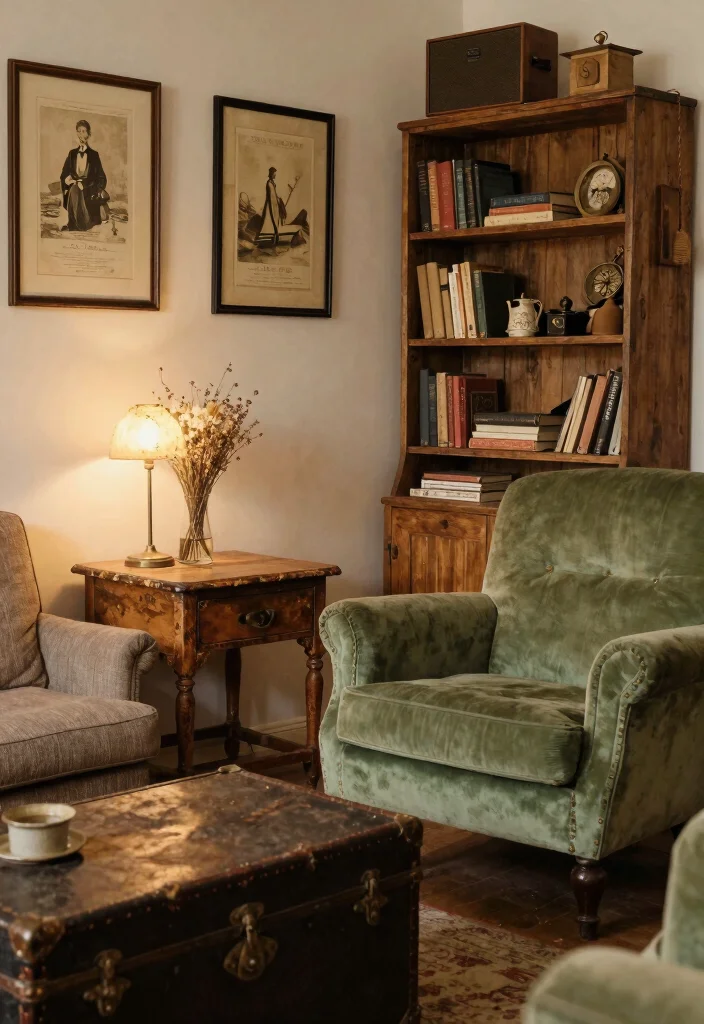 16 Country Living Room Decor Ideas Cozy Rustic Charm - 4. Vintage Country Furnishings 1