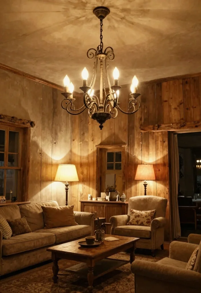 16 Country Living Room Decor Ideas Cozy Rustic Charm - 6. Rustic Lighting Fixtures 1