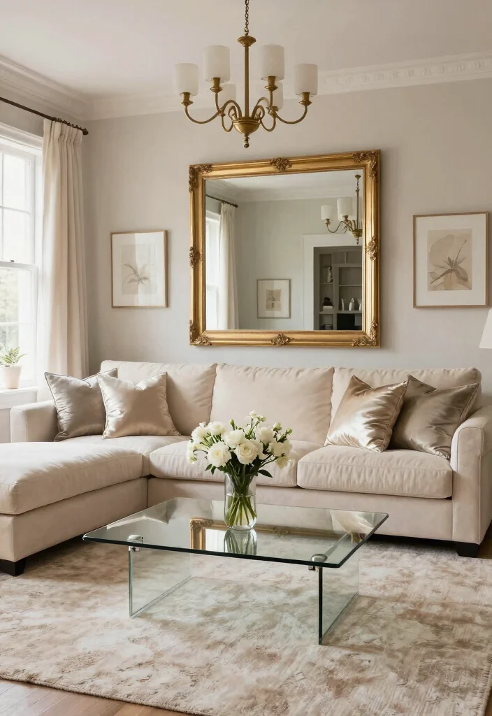 16 Elle Decor Living Room Ideas High End Editorial Style - 1. Neutral Tones with a Touch of Glam 1