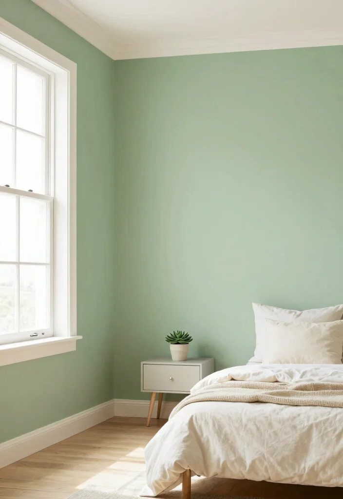 16 Green and Cream Bedroom Ideas: Soft Calm Harmony - 1. Lush Green Paint for a Fresh Start 1