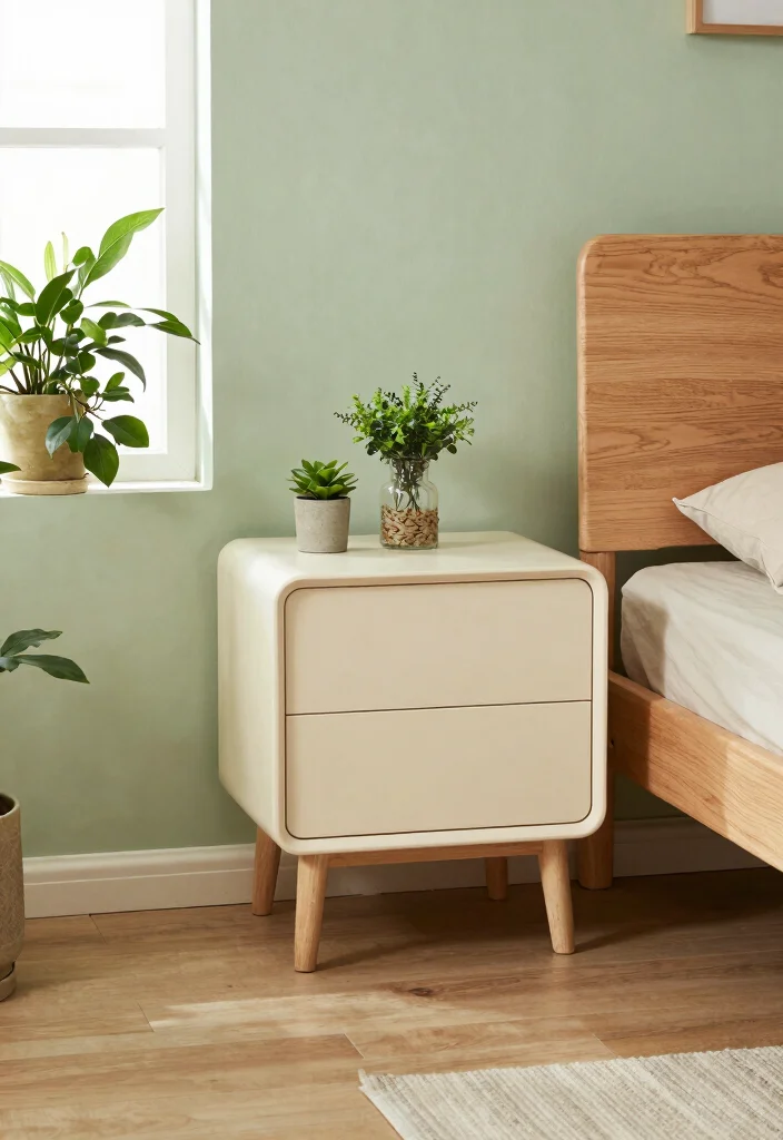 16 Green and Cream Bedroom Ideas: Soft Calm Harmony - 10. Sustainable Furniture Choices 1