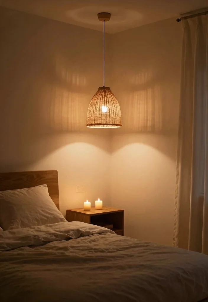 16 Green and Cream Bedroom Ideas: Soft Calm Harmony - 7. Soft Ambient Lighting for a Warm Glow 1