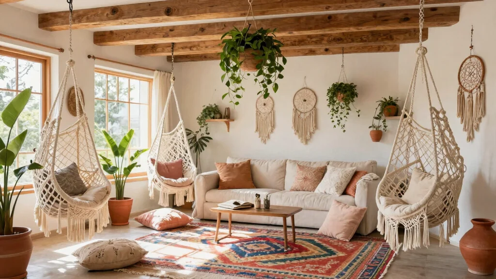 16 Hanging Chair Living Room Ideas for Relaxed Boho Vibes