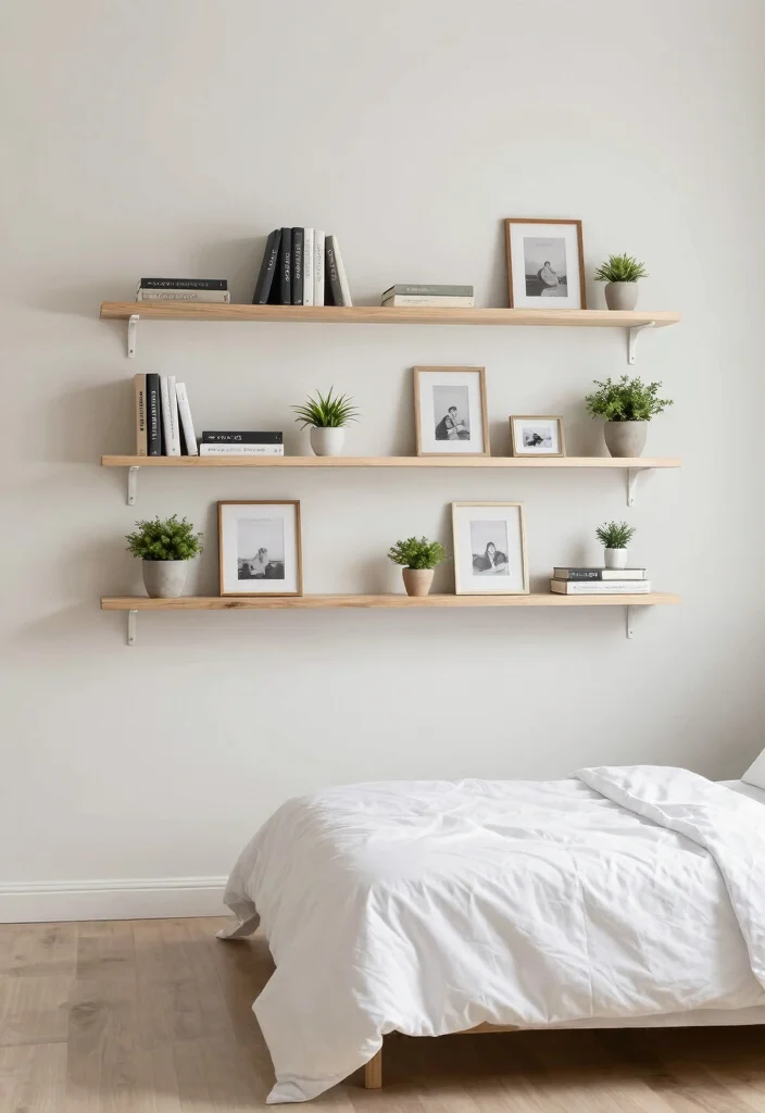 16 IKEA Room Ideas Bedroom Scandinavian Clean Style - 4. Minimalist Wall Storage 1