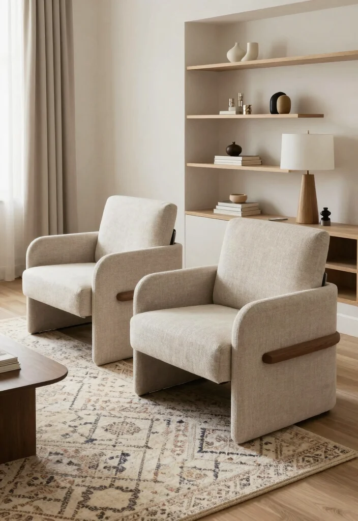 16 Living Room Chairs Design Ideas: Stylish Comfortable Seating - 10. Integrated Shelving Chairs 1