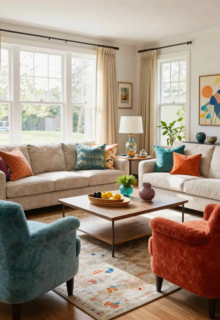 16 Living Room Chairs Design Ideas: Stylish Comfortable Seating - 11. Colorful Accent Chairs 1