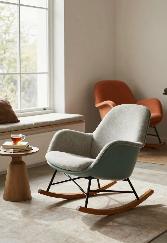 16 Living Room Chairs Design Ideas: Stylish Comfortable Seating - 15. Rocking Chairs with a Modern Twist 1
