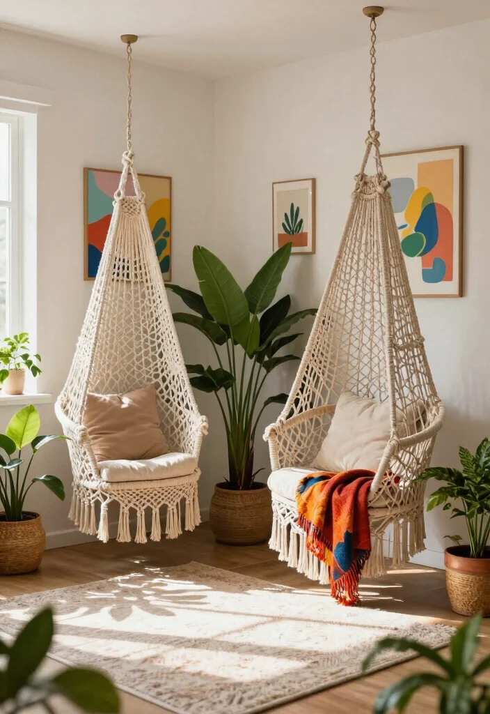16 Living Room Chairs Design Ideas: Stylish Comfortable Seating - 3. Bohemian Macrame Chairs 1