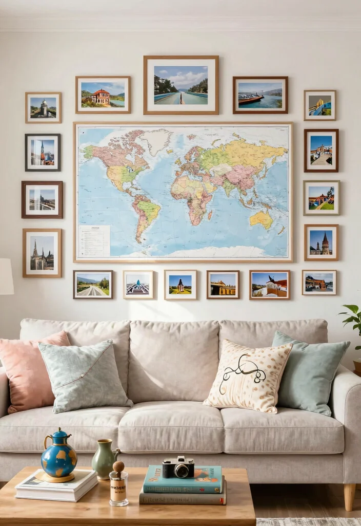 16 Living Room Wall Picture Ideas Gallery Inspired Displays - 14. Travel Destination Themes 1