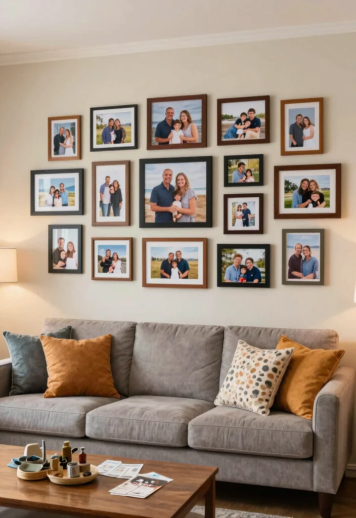 16 Living Room Wall Picture Ideas Gallery Inspired Displays - 3. Family Memories Showcase 1