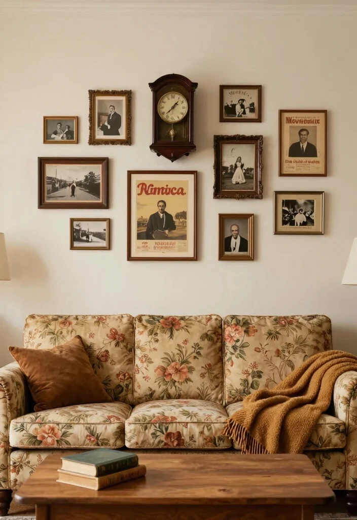 16 Living Room Wall Picture Ideas Gallery Inspired Displays - 5. Vintage Finds 1