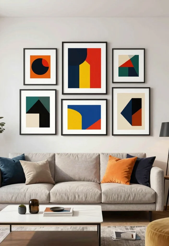 16 Living Room Wall Picture Ideas Gallery Inspired Displays - 7. Geometric Patterns 1