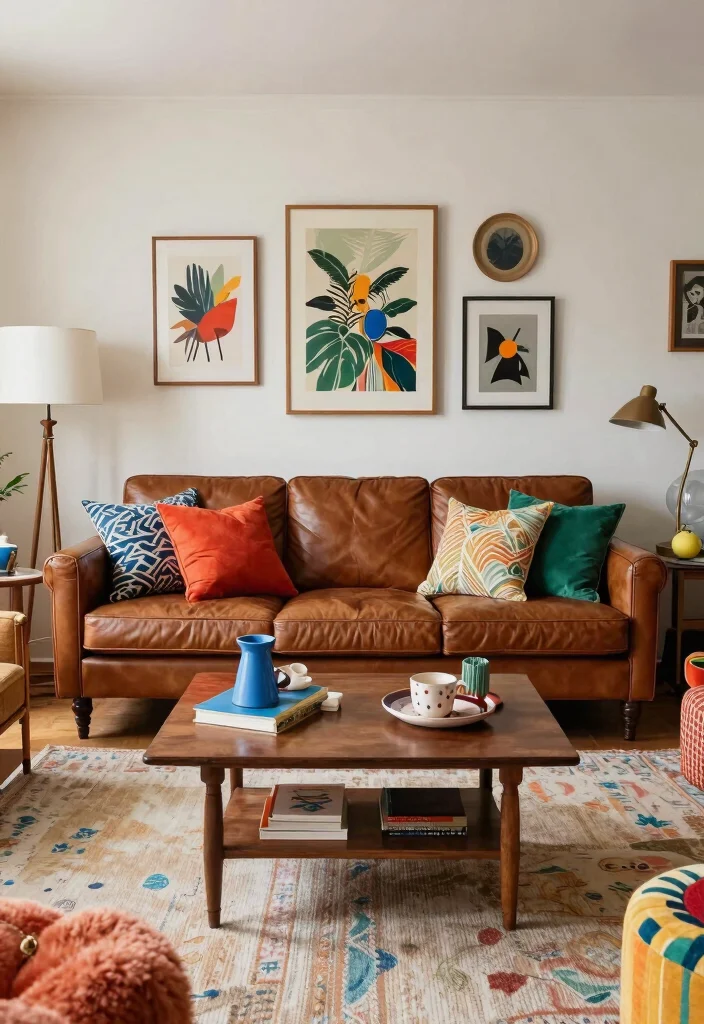 16 Living Room With Leather Sofa Ideas Timeless Masculine Chic - 11. Eclectic Style 1