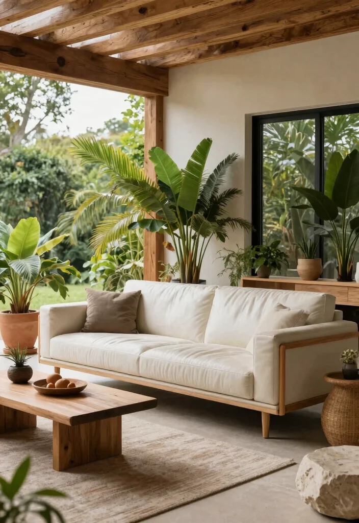 16 Living Room With Leather Sofa Ideas Timeless Masculine Chic - 12. Outdoor-Inspired 1