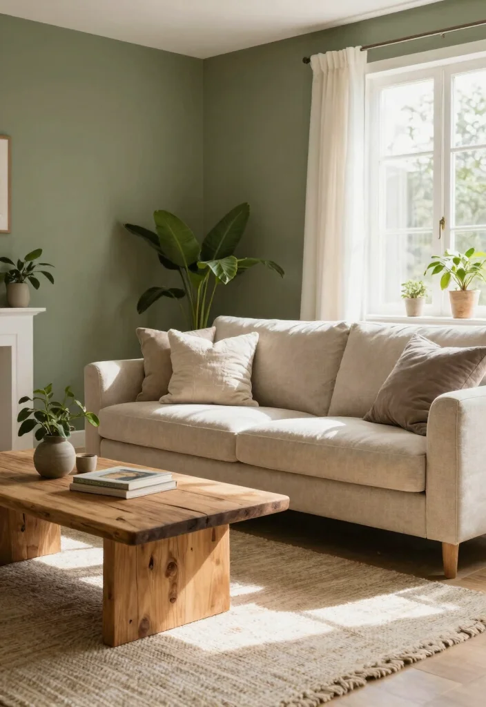 16 Olive Green Living Room Decor Ideas: Calm Earthy Tones - 1. Embrace Neutral Accents 1