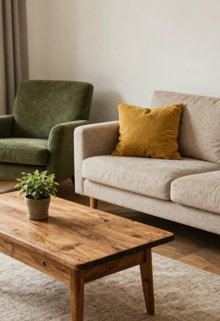 16 Olive Green Living Room Decor Ideas: Calm Earthy Tones - 2. Olive Green Accent Furniture 1