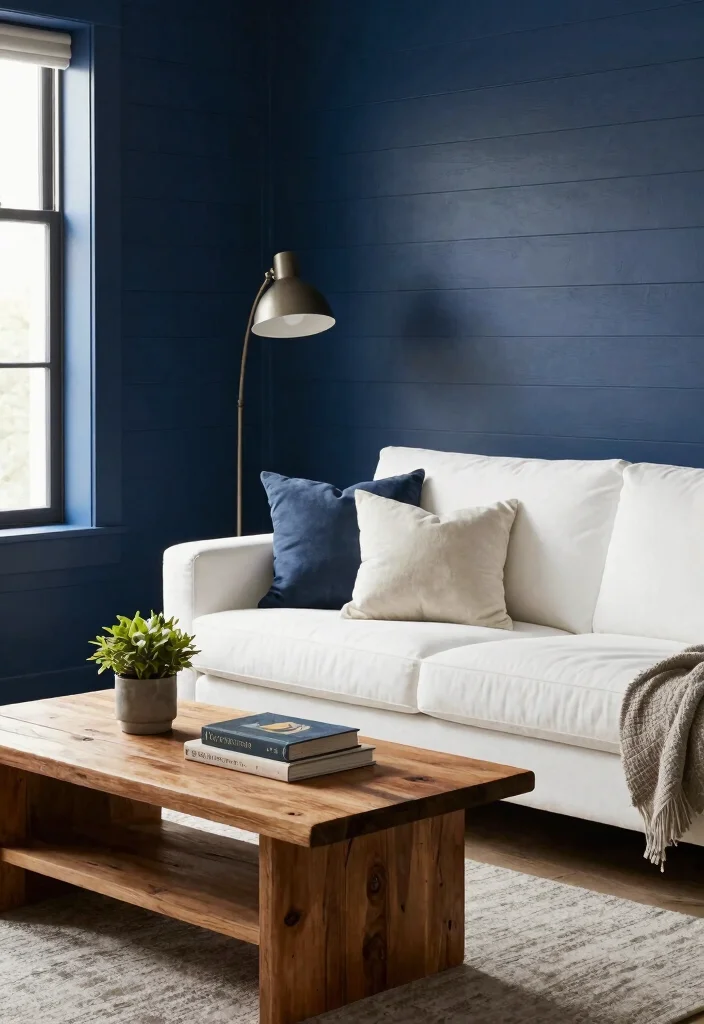 16 Shiplap Wall Living Room Ideas: A Beautiful Farmhouse Modern Blend - 2. Rustic Blue Shiplap Drama 1