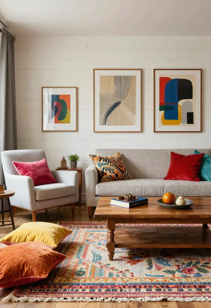 16 Shiplap Wall Living Room Ideas: A Beautiful Farmhouse Modern Blend - 9. Eclectic Mix of Textures 1