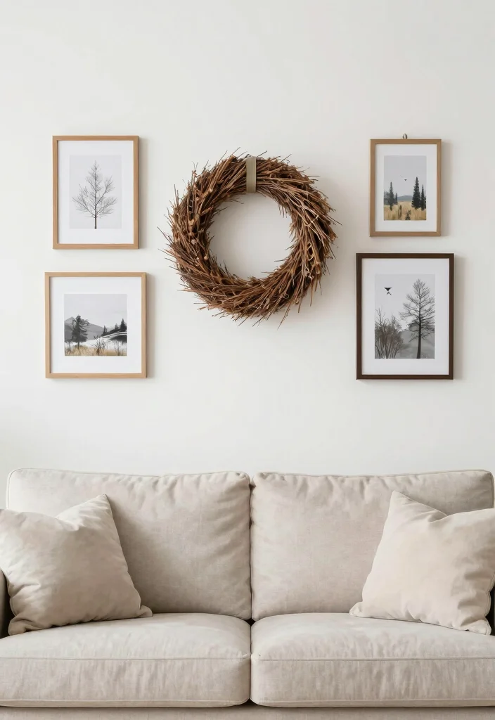 16 Simple Wall Decor Living Room Ideas: Clean Minimal Touch - 12. Seasonal Decor Swaps 1