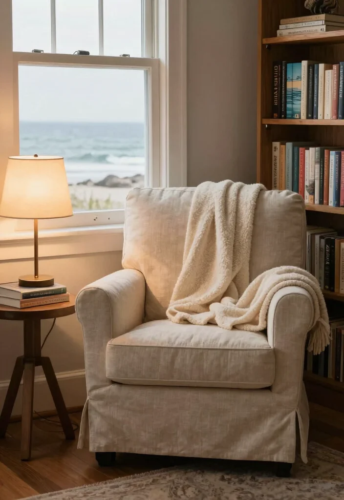16 Slipcovered Sofa Living Room Ideas for a Relaxed Coastal Style - 10. Cozy Reading Nooks 1